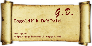 Gogolák Dávid névjegykártya